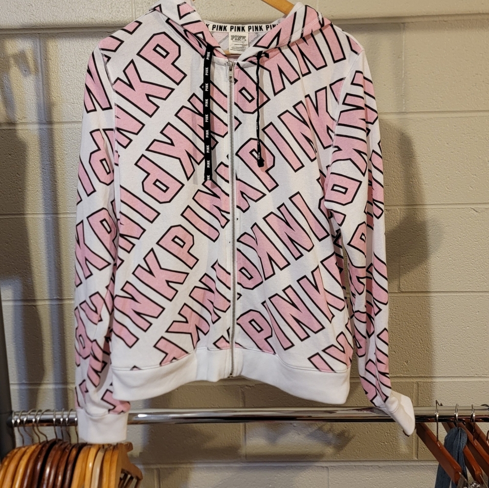 PINK AOP Vintage Y2k Bling Hoodie